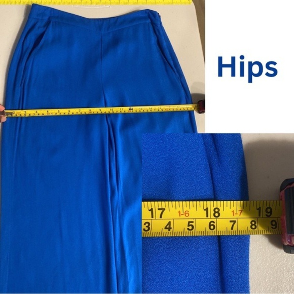 FRENCH‎ CONNECTION Blue Wide Leg Pants Size 2 Bold Businesswoman Corporate Boss - Picture 11 of 15